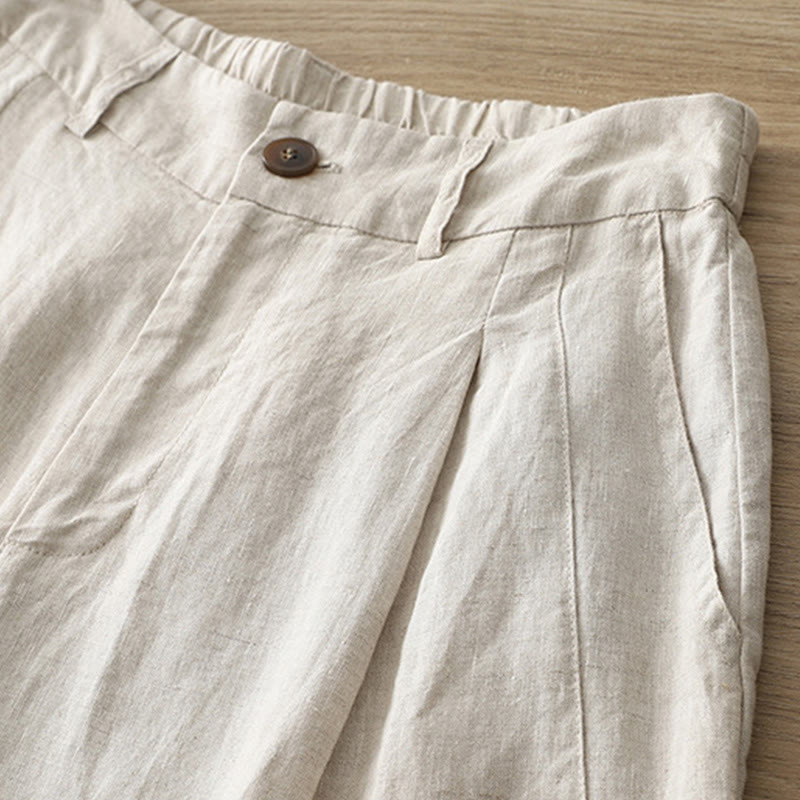 Pantalones anchos de algodón para mujer, estilo retro, informales, con bolsillos y cremallera, de Buddha Stones