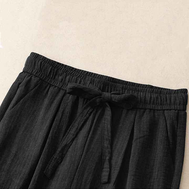 Pantalones anchos de algodón con diseño texturizado y cordones de Buddha Stones para mujer, informales, de verano, con bolsillos - image 8