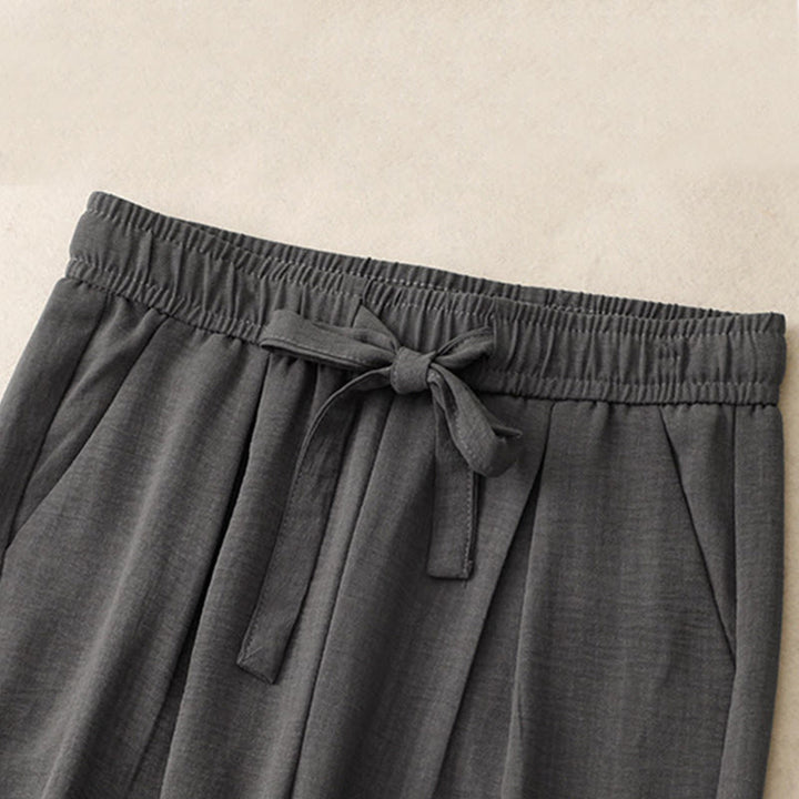 Pantalones anchos de algodón con diseño texturizado y cordones de Buddha Stones para mujer, informales, de verano, con bolsillos - image 13