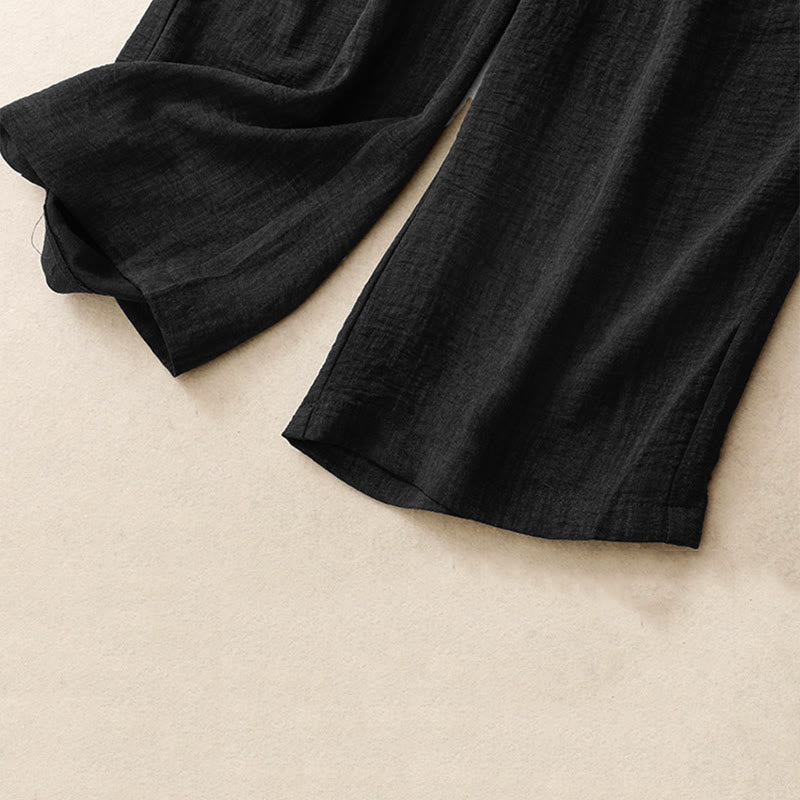 Pantalones anchos de algodón con diseño texturizado y cordones de Buddha Stones para mujer, informales, de verano, con bolsillos - image 11