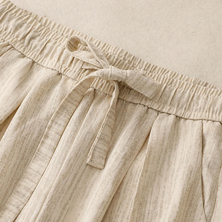 Pantalones anchos de algodón con diseño texturizado y cordones de Buddha Stones para mujer, informales, de verano, con bolsillos - image 2