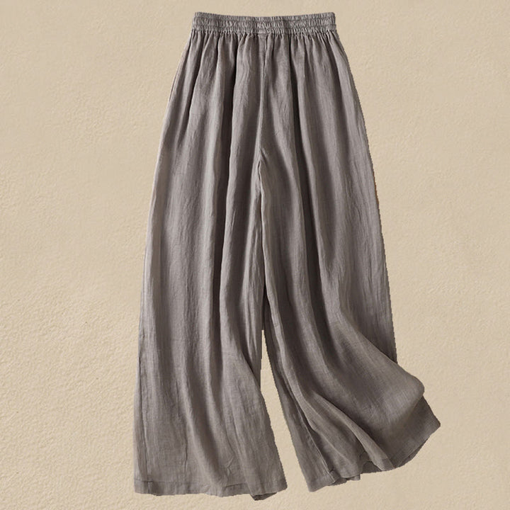 Pantalones anchos de algodón con cordón y bordado Buddha Stones Commute para mujer con bolsillos