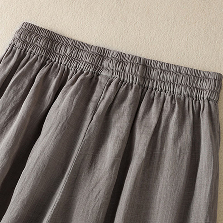 Pantalones anchos de algodón con cordón y bordado Buddha Stones Commute para mujer con bolsillos