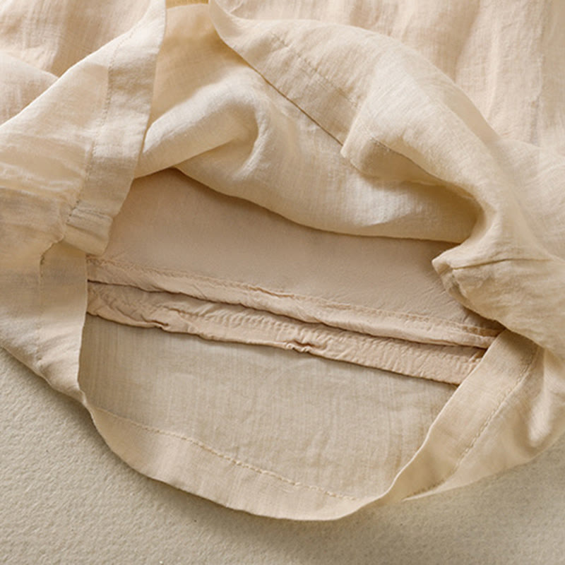 Pantalones anchos de algodón con cordón y bordado Buddha Stones Commute para mujer con bolsillos - image 15