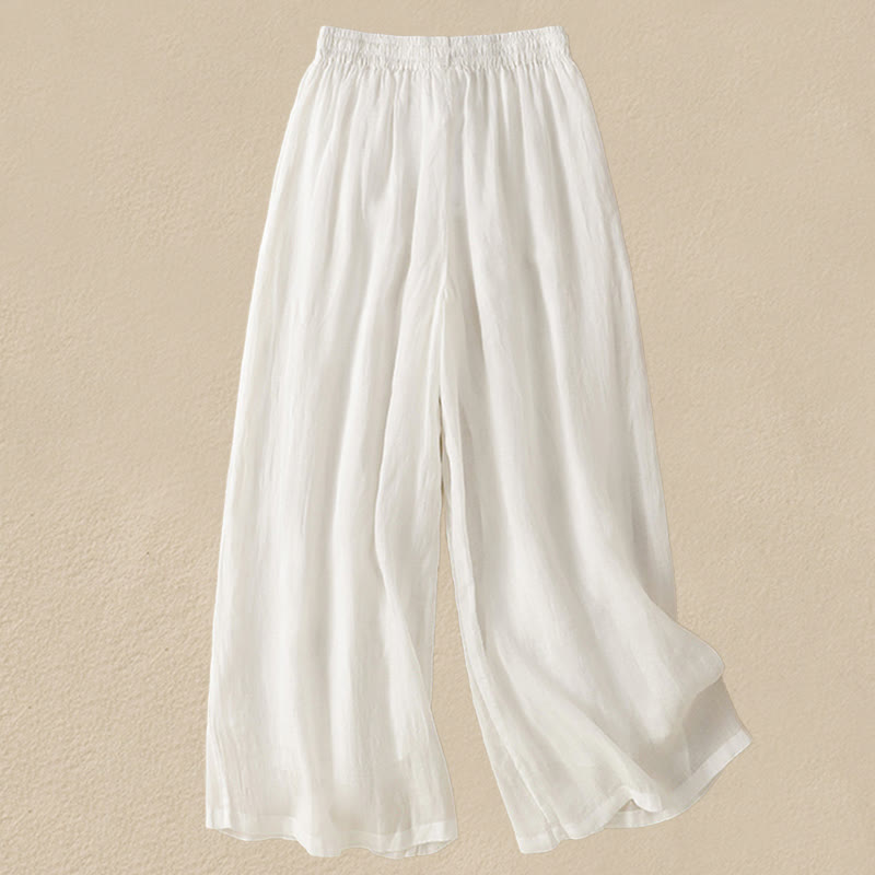 Pantalones anchos de algodón con cordón y bordado Buddha Stones Commute para mujer con bolsillos - image 26