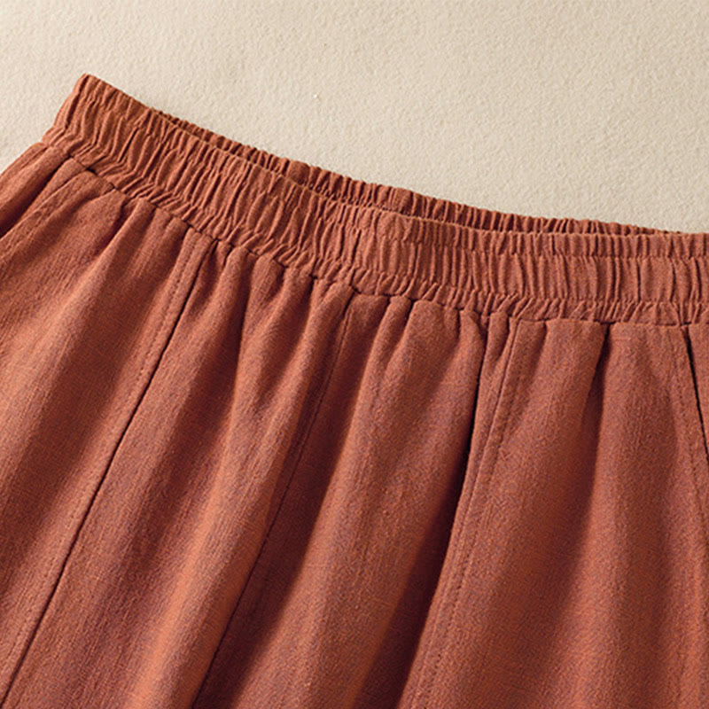 Pantalones harén de lino y algodón para mujer, de cintura alta, con diseño sencillo y sencillo, con bolsillos y Buddha Stones - image 14