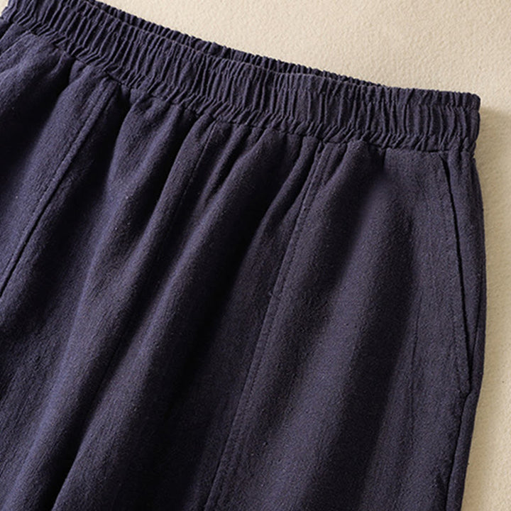 Pantalones harén de lino y algodón para mujer, de cintura alta, con diseño sencillo y sencillo, con bolsillos y Buddha Stones - image 20