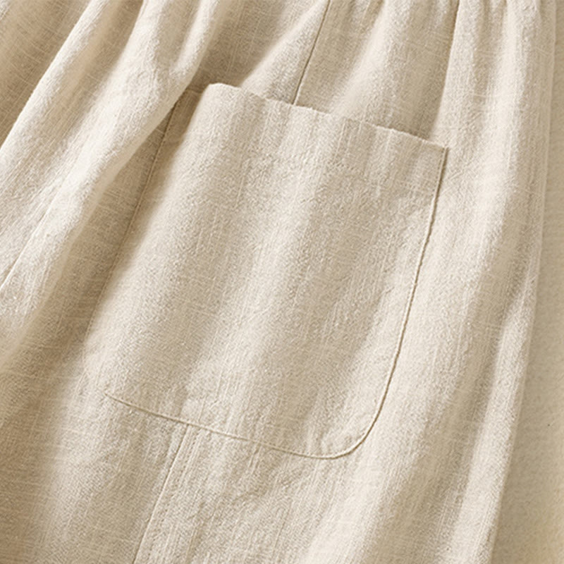 Pantalones harén de lino y algodón para mujer, de cintura alta, con diseño sencillo y sencillo, con bolsillos y Buddha Stones - image 8