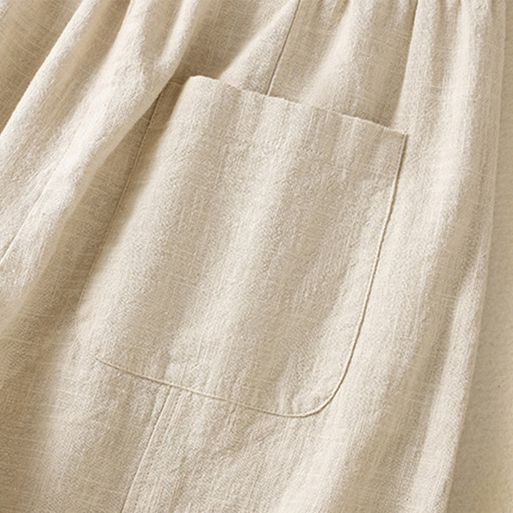 Pantalones harén de lino y algodón para mujer, de cintura alta, con diseño sencillo y sencillo, con bolsillos y Buddha Stones - image 8