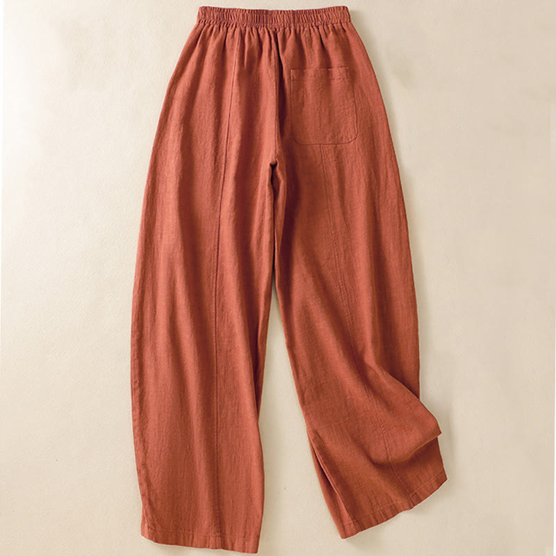 Pantalones harén de lino y algodón para mujer, de cintura alta, con diseño sencillo y sencillo, con bolsillos y Buddha Stones - image 12
