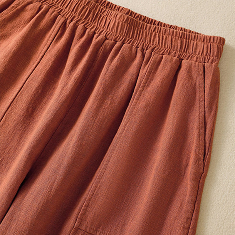Pantalones harén de lino y algodón para mujer, de cintura alta, con diseño sencillo y sencillo, con bolsillos y Buddha Stones - image 15