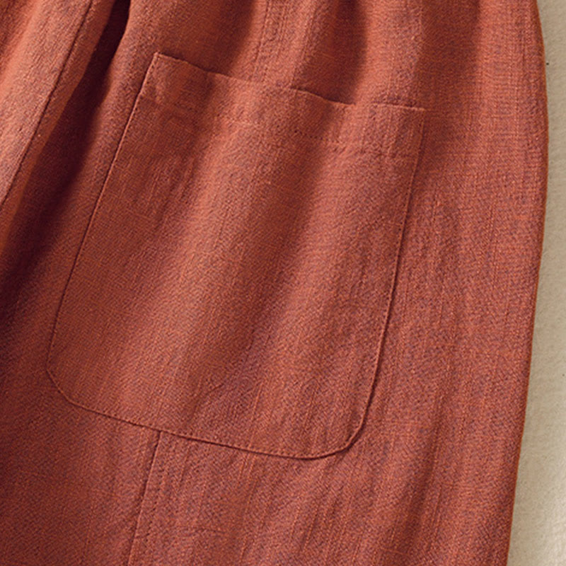 Pantalones harén de lino y algodón para mujer, de cintura alta, con diseño sencillo y sencillo, con bolsillos y Buddha Stones - image 16