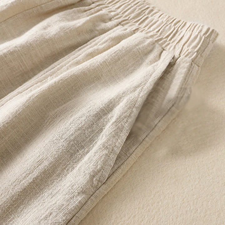 Pantalones harén de lino y algodón para mujer, de cintura alta, con diseño sencillo y sencillo, con bolsillos y Buddha Stones - image 5