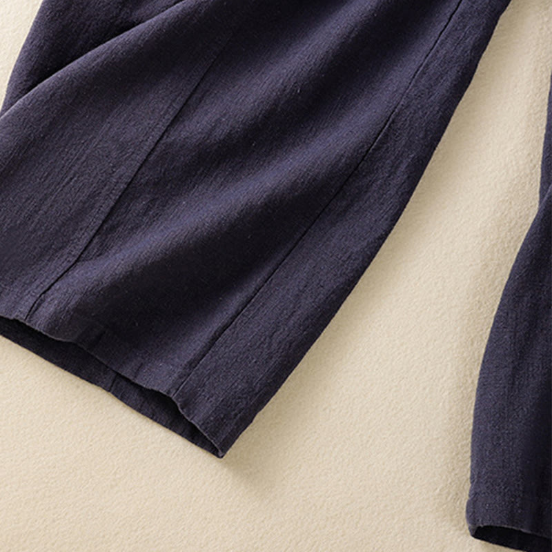 Pantalones harén de lino y algodón para mujer, de cintura alta, con diseño sencillo y sencillo, con bolsillos y Buddha Stones - image 24