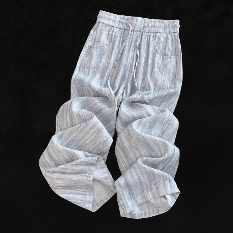 Pantalones anchos de algodón con diseño de rayas tie-dye y cordón ajustable para mujer con bolsillos de Buddha Stones