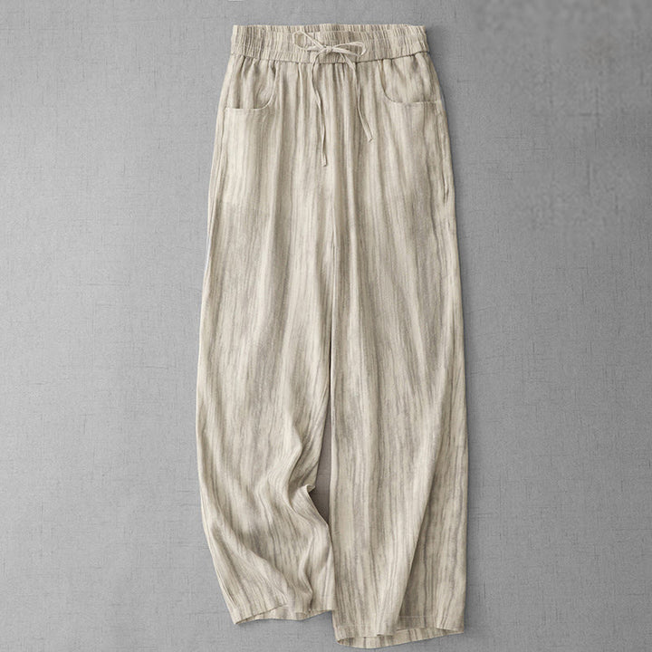 Pantalones anchos de algodón con diseño de rayas tie-dye y cordón ajustable para mujer con bolsillos de Buddha Stones