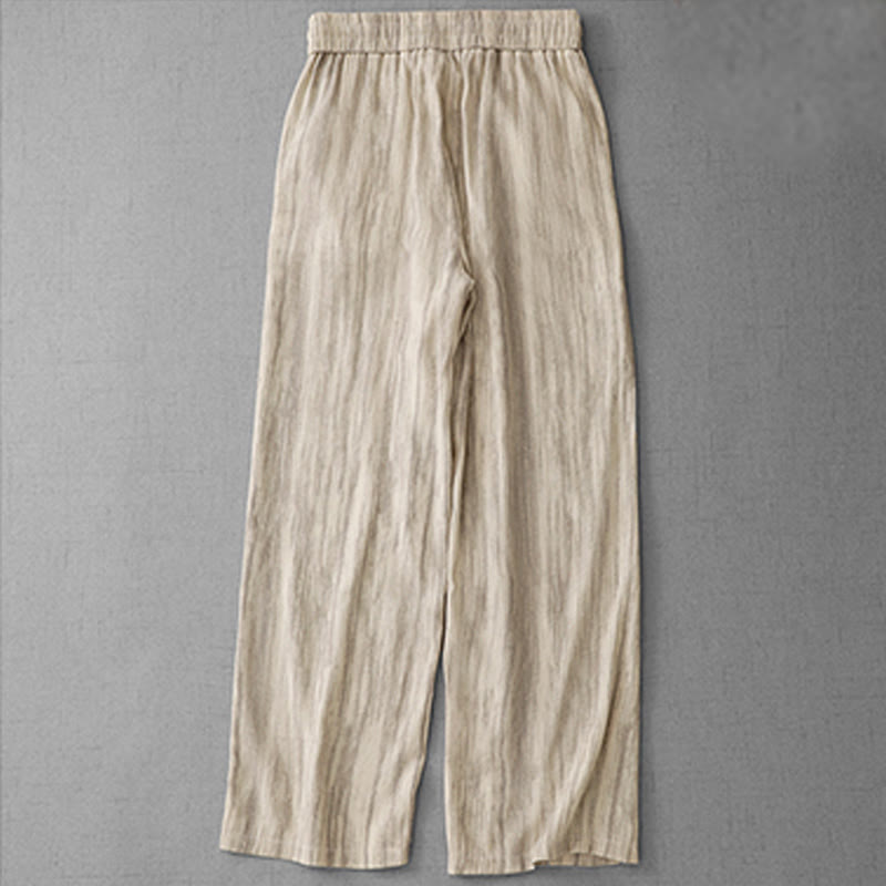Pantalones anchos de algodón con diseño de rayas tie-dye y cordón ajustable para mujer con bolsillos de Buddha Stones
