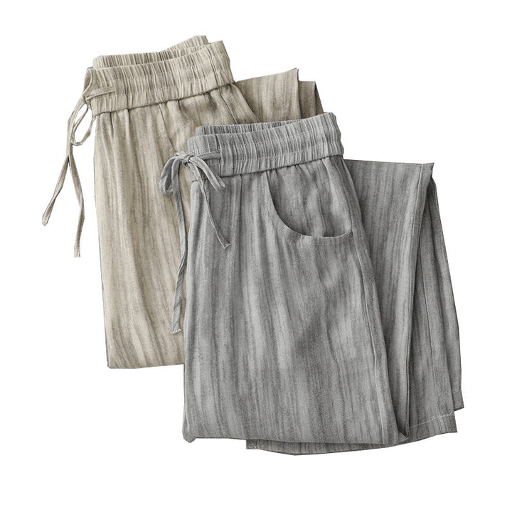 Pantalones anchos de algodón con diseño de rayas tie-dye y cordón ajustable para mujer con bolsillos de Buddha Stones