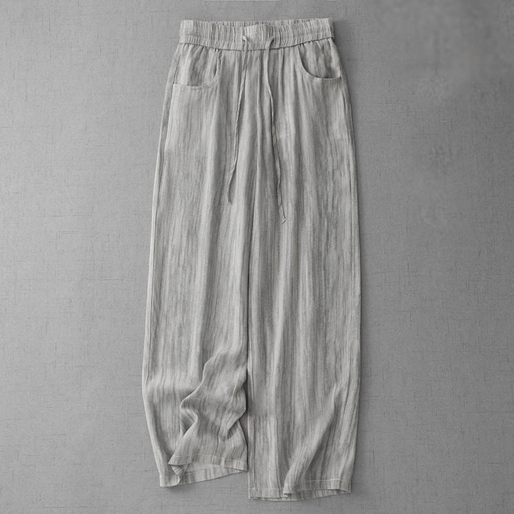 Pantalones anchos de algodón con diseño de rayas tie-dye y cordón ajustable para mujer con bolsillos de Buddha Stones