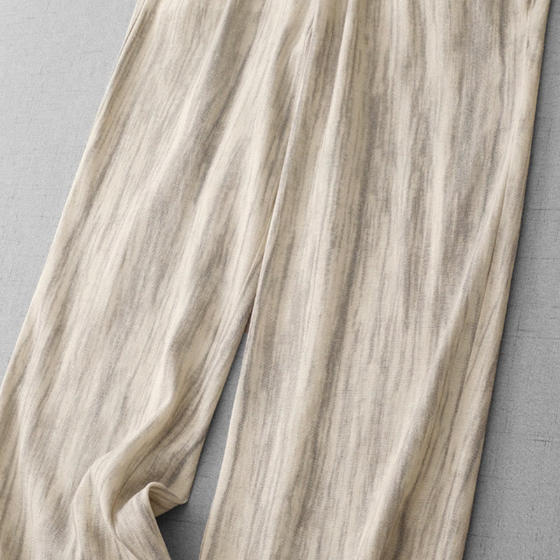 Pantalones anchos de algodón con diseño de rayas tie-dye y cordón ajustable para mujer con bolsillos de Buddha Stones