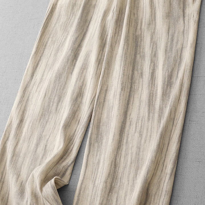 Pantalones anchos de algodón con diseño de rayas tie-dye y cordón ajustable para mujer con bolsillos de Buddha Stones