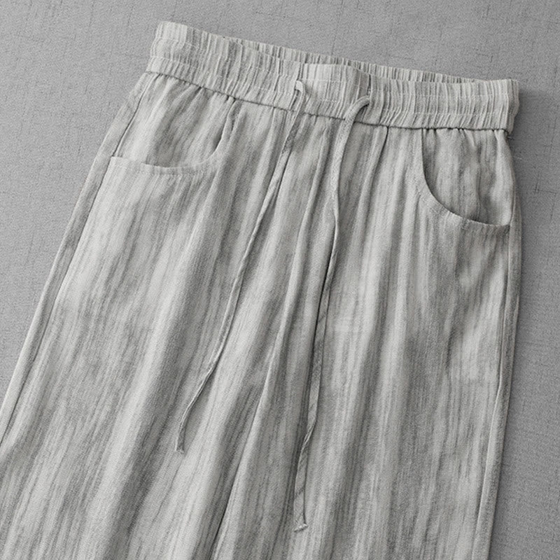 Pantalones anchos de algodón con diseño de rayas tie-dye y cordón ajustable para mujer con bolsillos de Buddha Stones