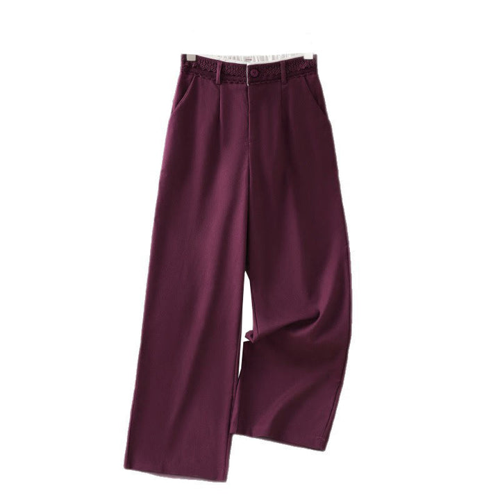 Pantalones anchos de lino y algodón para mujer con diseño informal de cintura hueca y encaje Buddha Stones y bolsillos