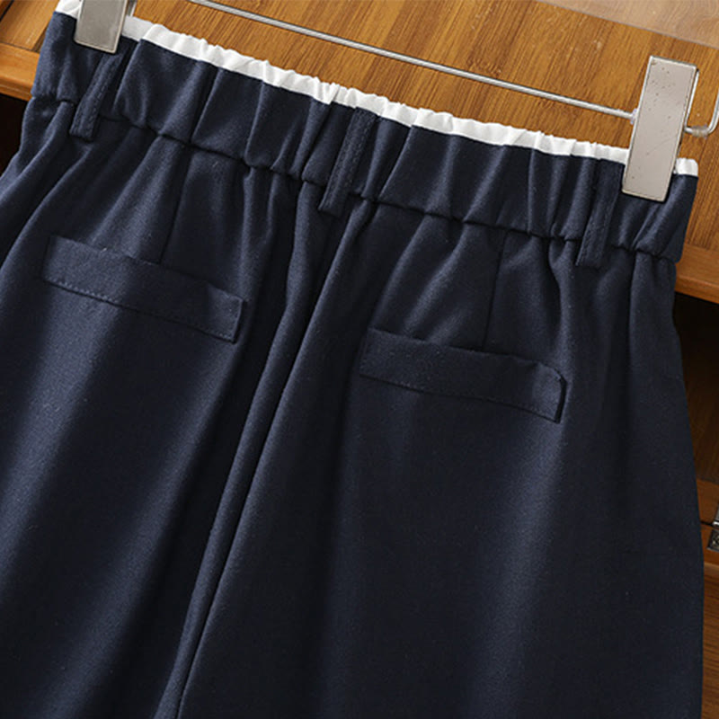 Pantalones anchos de lino y algodón para mujer con diseño informal de cintura hueca y encaje Buddha Stones y bolsillos