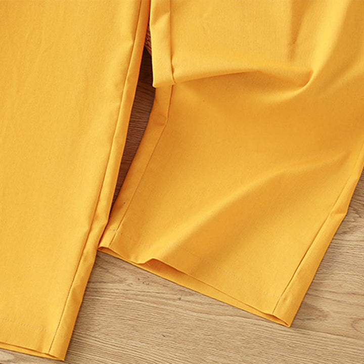 Pantalones anchos de lino y algodón para mujer con diseño informal de cintura hueca y encaje Buddha Stones y bolsillos