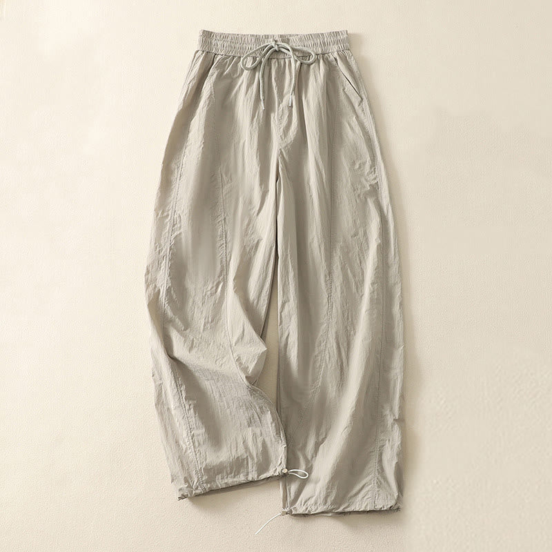 Pantalones vintage de verano con puños con cordón y bolsillos para mujer de Buddha Stones - Broncearse - US8-10，UK/AU12-14，EU40-42 (2XL) - image 0
