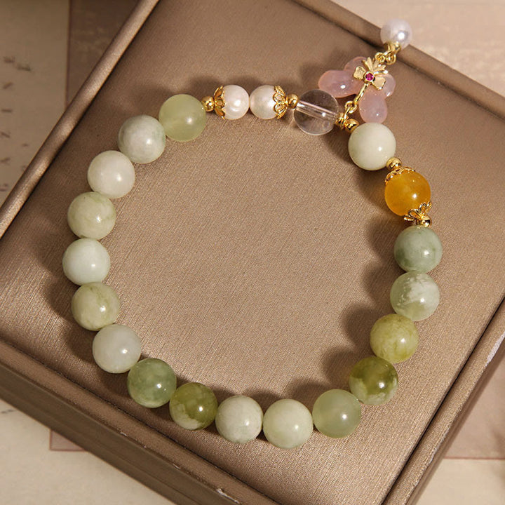 Pulsera de la suerte con Buddha Stones, mariposa natural, serpentina, jade y ágata Yanyuan - image 10