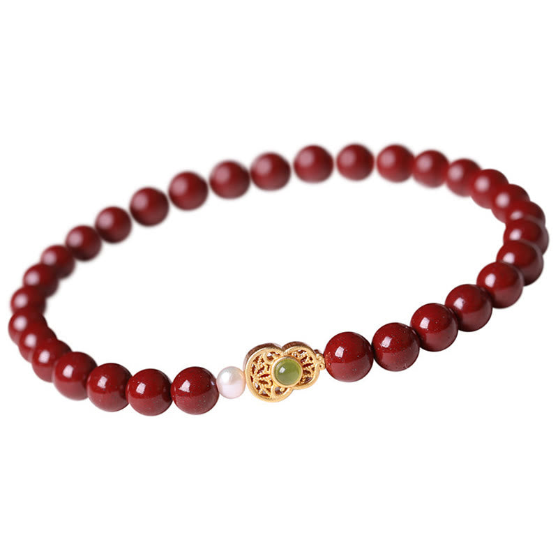 Pulsera de cuentas de bendición de cinabrio, calabaza y Buddha Stones - image 5