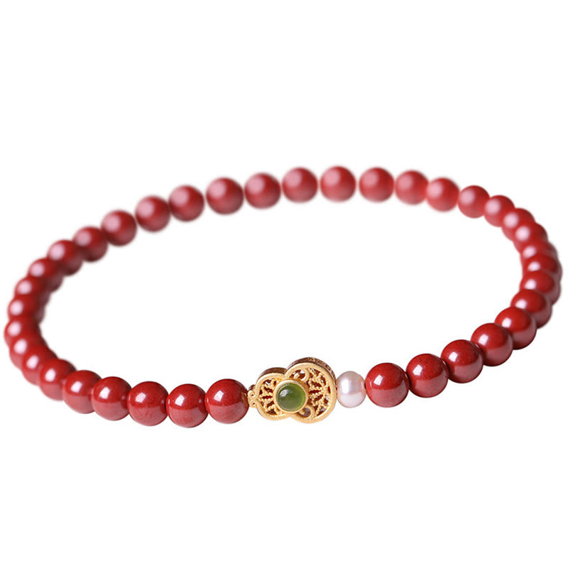 Pulsera de cuentas de bendición de cinabrio, calabaza y Buddha Stones - Calabaza Imperial Cinabrio (Tamaño de la cuenta: 6 mm) - image 13