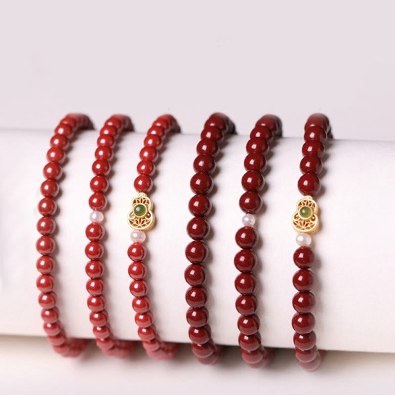 Pulsera de cuentas de bendición de cinabrio, calabaza y Buddha Stones - image 18