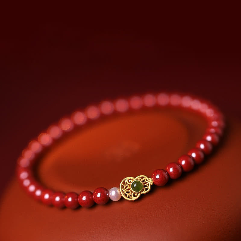 Pulsera de cuentas de bendición de cinabrio, calabaza y Buddha Stones - image 14