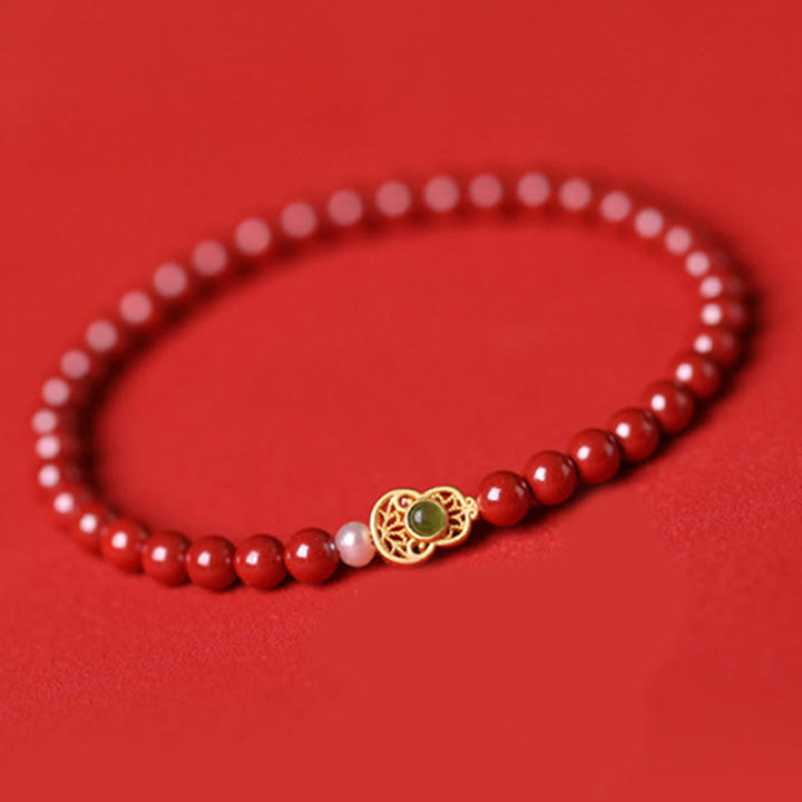 Pulsera de cuentas de bendición de cinabrio, calabaza y Buddha Stones - image 15