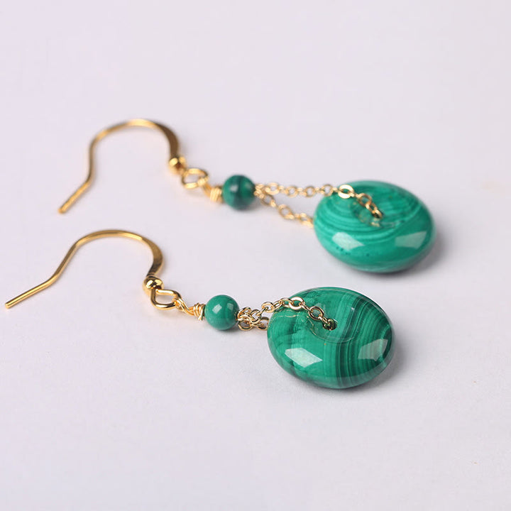 Pendientes de paz con hebilla de malaquita natural y Buddha Stones - image 4