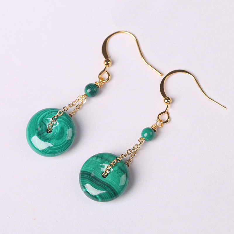Pendientes de paz con hebilla de malaquita natural y Buddha Stones - Hebilla de la Paz de Malaquita (Postes de Cobre) - image 1