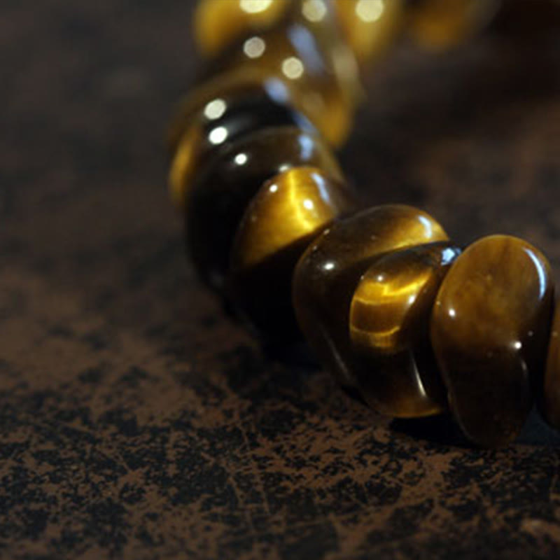 Pulsera de coraje con bloques irregulares de ojo de tigre y Buddha Stones