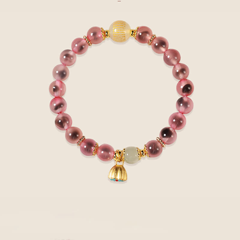 Pulsera curativa con vaina de loto dorado y ágata de caramelo natural de Buddha Stones - Ágata de caramelo roja (circunferencia de la muñeca: 14-15 cm) - image 15