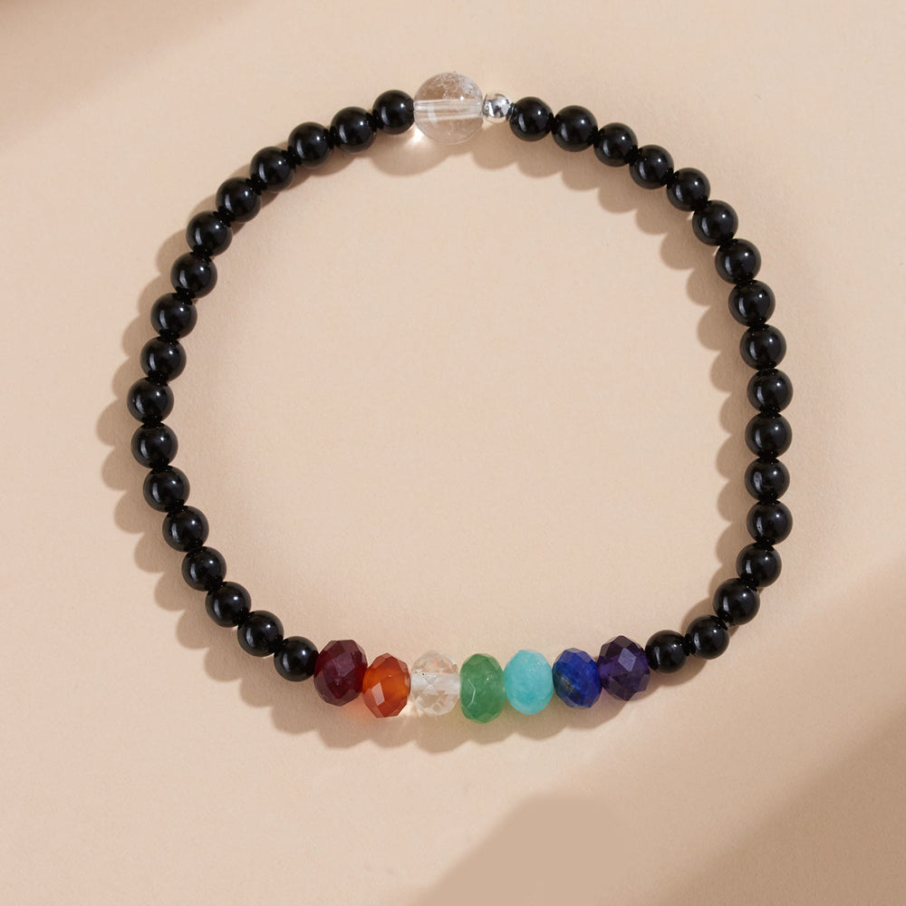 Pulsera de turmalina negra ultrafina de 4 mm con piedras de colores de Buddha Stones - image 2
