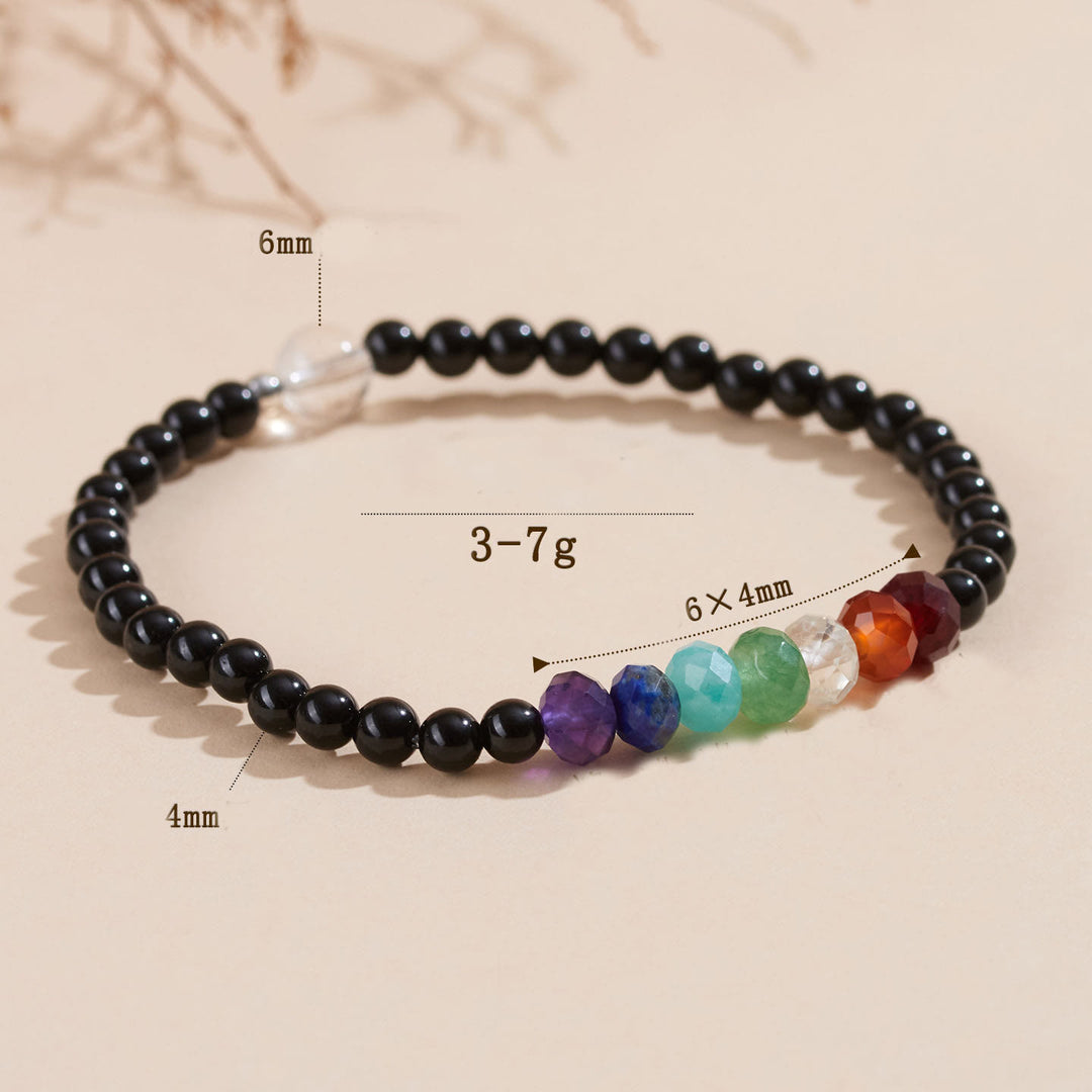 Pulsera de turmalina negra ultrafina de 4 mm con piedras de colores de Buddha Stones - image 5