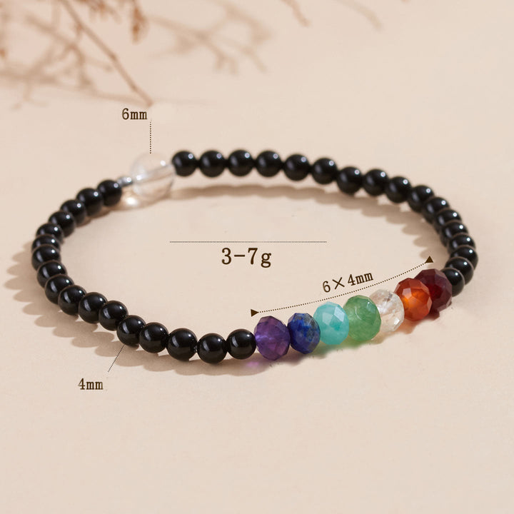Pulsera de turmalina negra ultrafina de 4 mm con piedras de colores de Buddha Stones - image 5