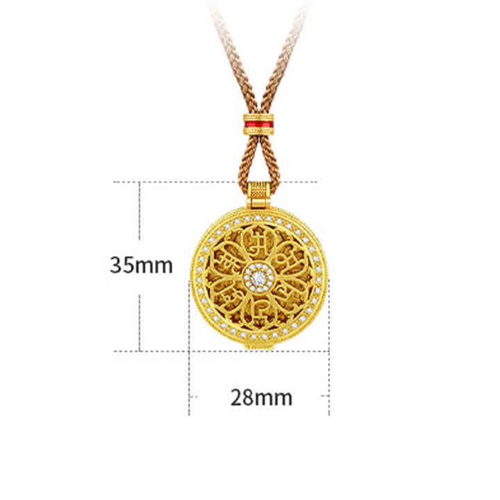 Collar con colgante de riqueza chapado en oro y cobre con piedras de Buddha Stones Om Mani Padme Hum que se puede abrir - image 5