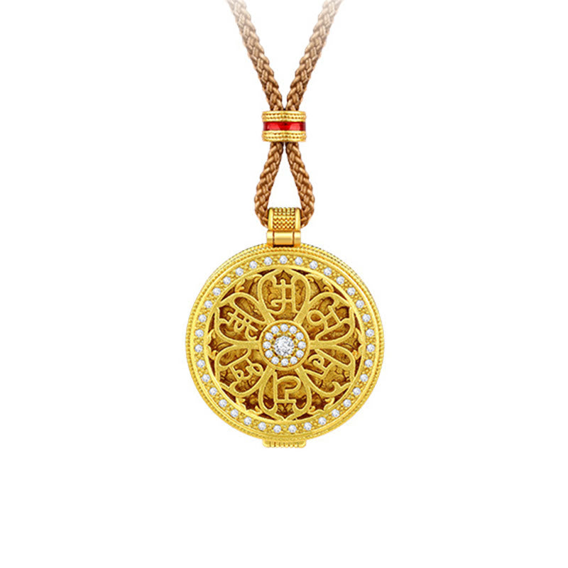 Collar con colgante de riqueza chapado en oro y cobre con piedras de Buddha Stones Om Mani Padme Hum que se puede abrir - image 6