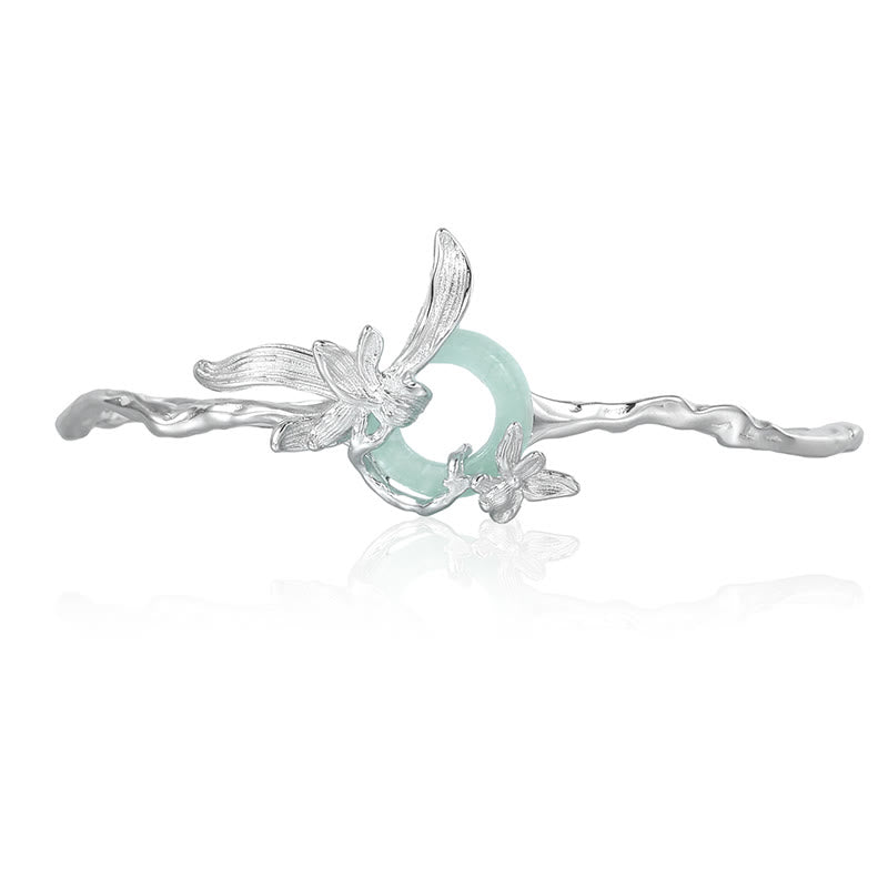 Pulsera de protección de jade y cuarcita con hebilla de paz de iris en plata de ley 925 con Buddha Stones - Bajo de cobre (circunferencia de la muñeca: 14-16 cm) - image 2