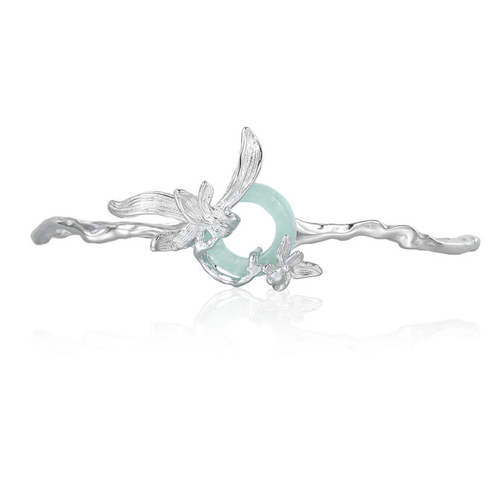 Pulsera de protección de jade y cuarcita con hebilla de paz de iris en plata de ley 925 con Buddha Stones - Bajo de cobre (circunferencia de la muñeca: 14-16 cm) - image 2
