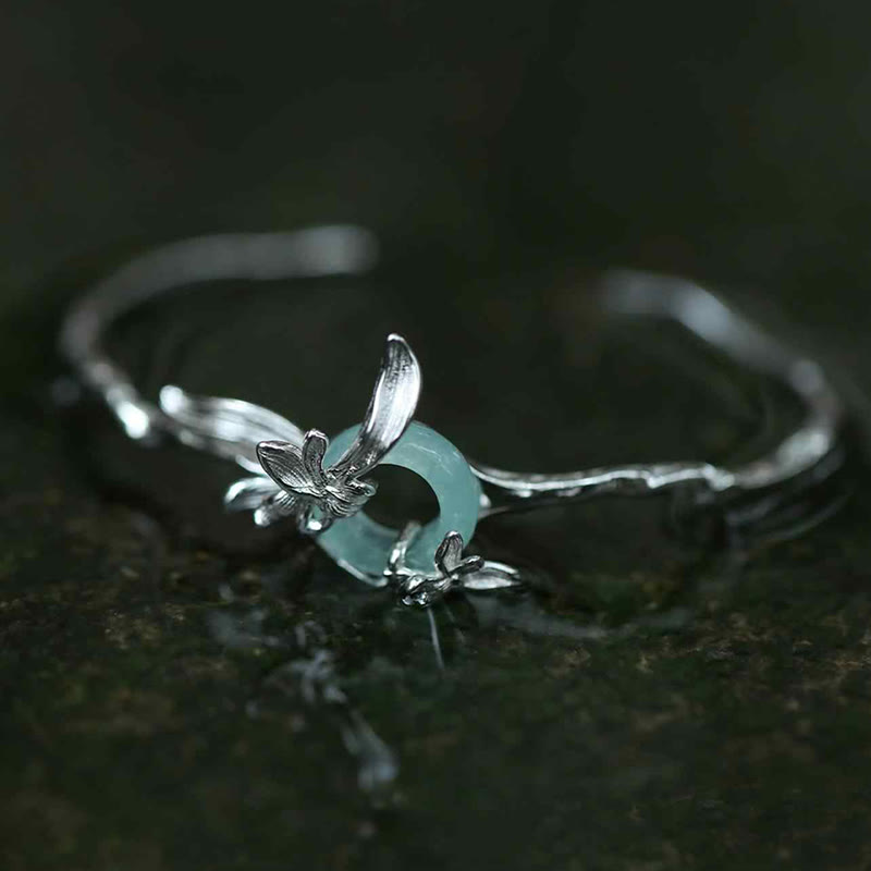 Pulsera de protección de jade y cuarcita con hebilla de paz de iris en plata de ley 925 con Buddha Stones - Plata (circunferencia de la muñeca: 14-16 cm) - image 1