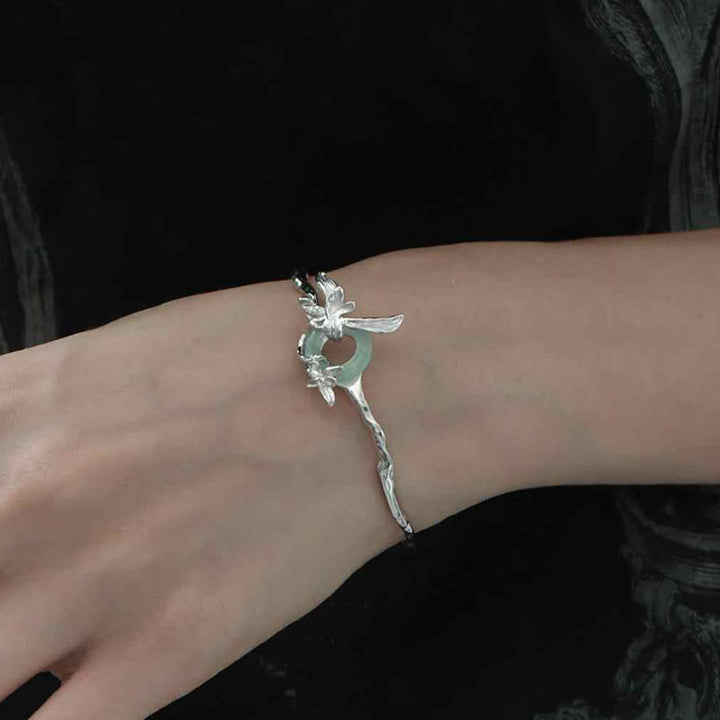 Pulsera de protección de jade y cuarcita con hebilla de paz de iris en plata de ley 925 con Buddha Stones - image 4