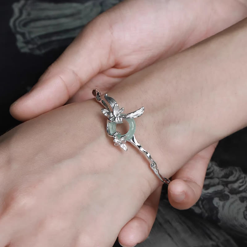 Pulsera de protección de jade y cuarcita con hebilla de paz de iris en plata de ley 925 con Buddha Stones - image 2